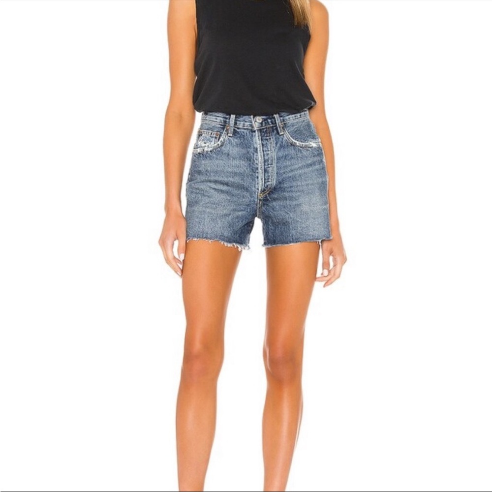 Agolde Dee Super High-Rise Denim Shorts in color precision, size 26